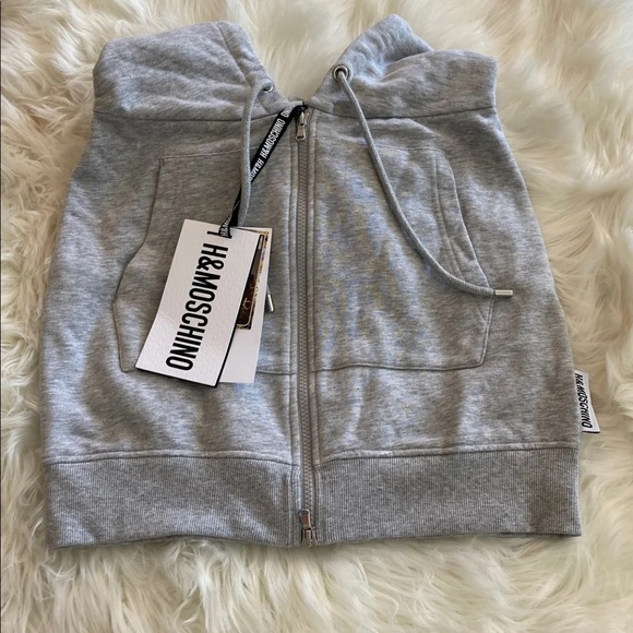 H&M X Moschino H&Moschino Grey Gray Skirt Hooded Drawstring Zip Size 6 - Picture 3 of 6
